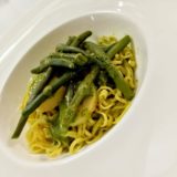 taglierini, pesto, patate e fagiolini